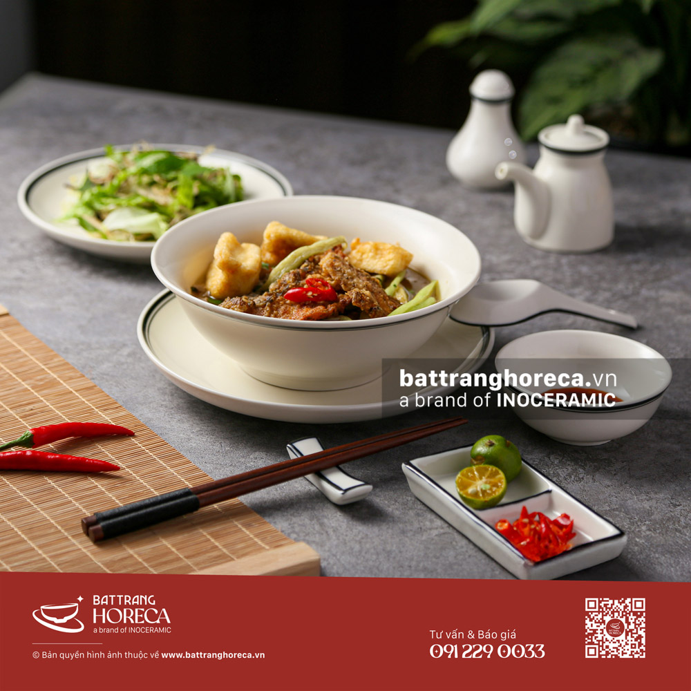 Combo tô loe đựng bánh đa cá Tịnh Tuyến Bát Tràng - Bát Tràng Horeca Combo tô loe đựng bánh đa cá Tịnh Tuyến Bát Tràng