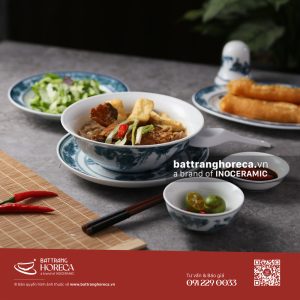 Combo tô loe đựng bánh đa cá Tùng Hạc Bát Tràng