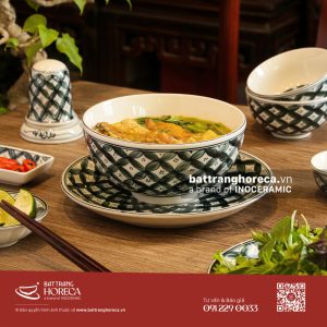 Combo tô sâu Hoa Chanh cho quán bánh đa cá - Bát Tràng Horeca Combo tô sâu Hoa Chanh cho quán bánh đa cá