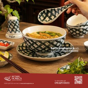 Combo tô sâu Hoa Chanh cho quán bánh đa cá - Bát Tràng Horeca Combo tô sâu Hoa Chanh cho quán bánh đa cá