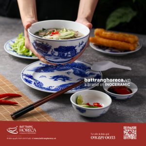 Combo tô sâu đựng phở gà Long Phụng Bát Tràng