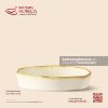Đĩa bằng thẳng thành bóp méo 17 x 15cm - Mộc Sa - Bát Tràng Horeca Đĩa bằng thẳng thành bóp méo 17 x 15cm - Mộc Sa