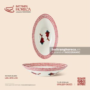 Đĩa bầu dục (oval) sâu 26 x 15cm - Ngư Vũ Hồng