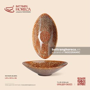 Đĩa bầu dục (oval) sâu chân nhọn 25 x 14cm - Hoả Vũ
