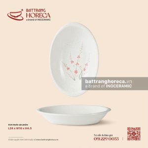 Đĩa bầu dục (oval) sâu lòng 24 x 16cm - Đào Hồng