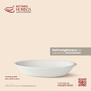Đĩa bầu dục (oval) sâu lòng 24 x 16cm - Đào Hồng