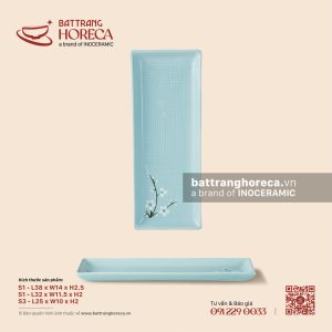 Đĩa chữ nhật dài - Đào Trắng