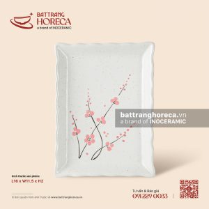 Đĩa chữ nhật miệng lượn 16 x 11.5cm - Đào Hồng
