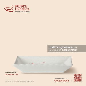 Đĩa chữ nhật miệng lượn 23 x 13.5cm - Đào Hồng