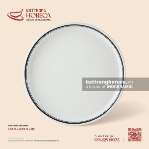 Đĩa dẹp (đĩa pizza) 25.5cm - Tịnh Tuyến - Men ngà