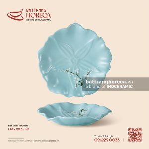 Đĩa hoa nổi 20cm - Đào Trắng