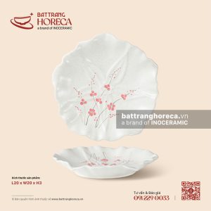 Đĩa hoa nổi 20cm - Đào Hồng