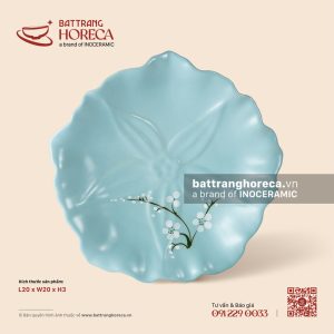 Đĩa hoa nổi 20cm - Đào Trắng