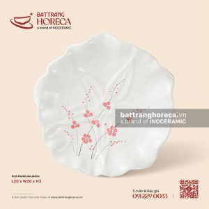 Đĩa hoa nổi 20cm - Đào Hồng