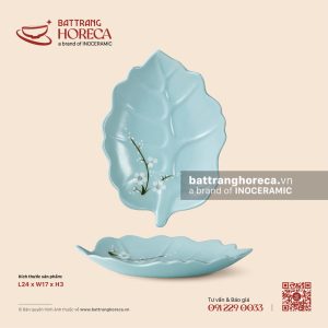 Đĩa lá bỏng 24 x 17cm - Đào Trắng