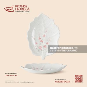 Đĩa lá bỏng 24 x 17cm - Đào Hồng