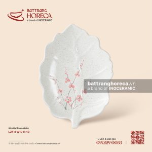 Đĩa lá bỏng 24 x 17cm - Đào Hồng