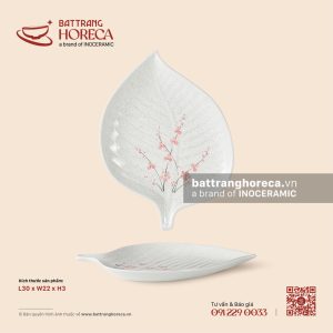 Đĩa lá trầu 30 x 22cm - Đào Hồng