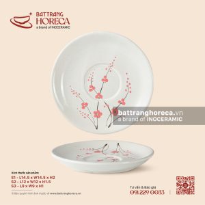 Đĩa lót tròn 14.5cm - Đào Hồng - Bát Tràng Horeca Đĩa lót tròn 14.5cm - Đào Hồng