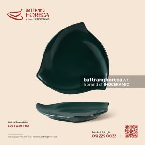 Đĩa tam giác lượn 20cm - Lục Diệp