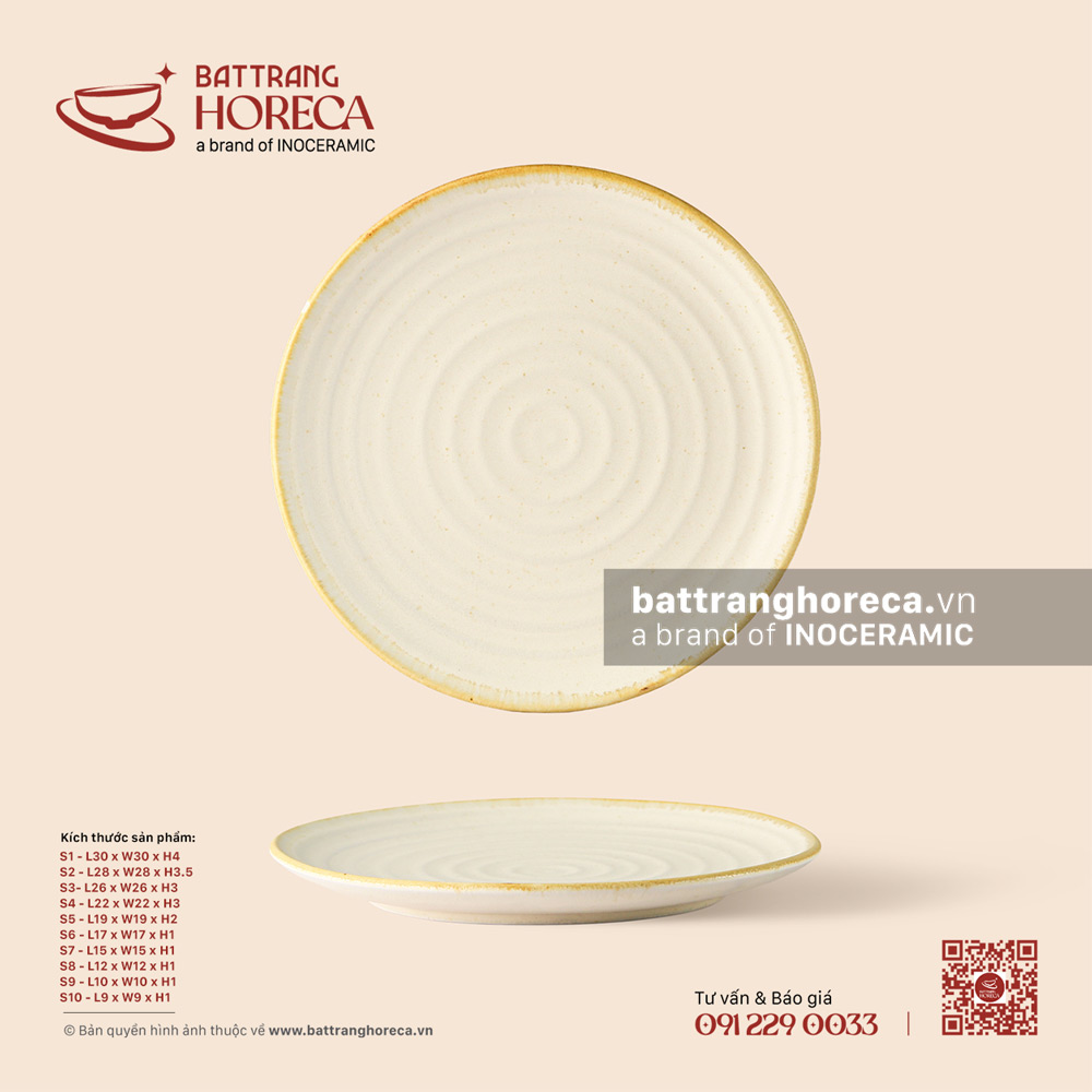 Đĩa tròn - Mộc Sa - Bát Tràng Horeca Đĩa tròn - Mộc Sa