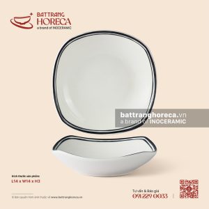 Đĩa vuông sâu 14cm - Tịnh Tuyến - Men ngà