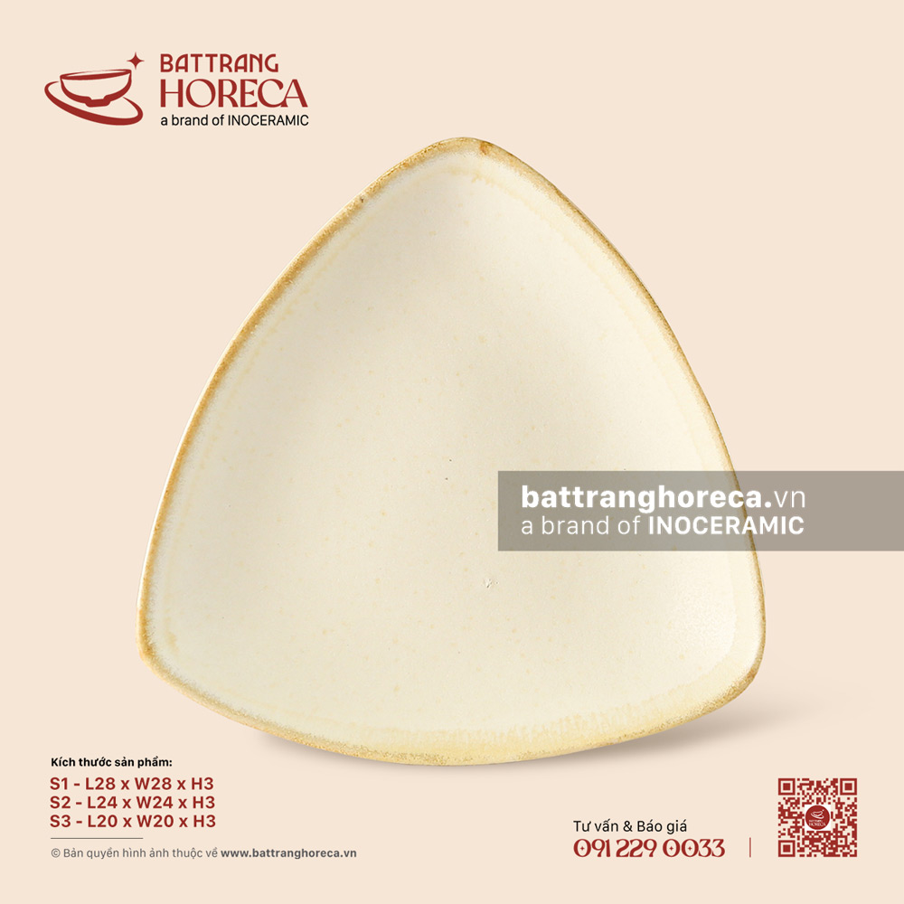 Khay tam giác - Mộc Sa - Bát Tràng Horeca Khay tam giác - Mộc Sa
