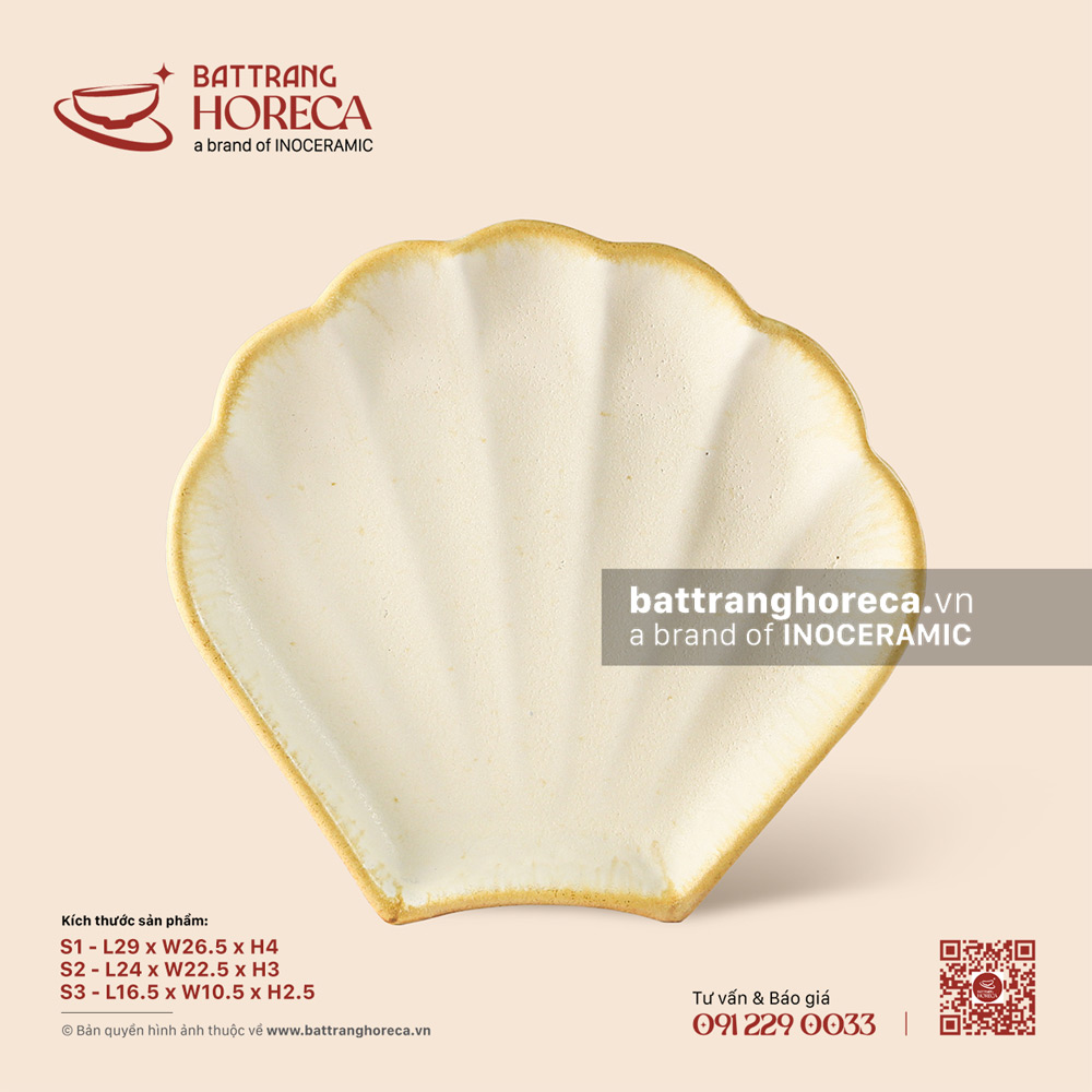 Khay vỏ sò - Mộc Sa - Bát Tràng Horeca Khay vỏ sò - Mộc Sa
