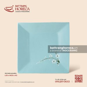Khay vuông lá 25cm - Đào Trắng