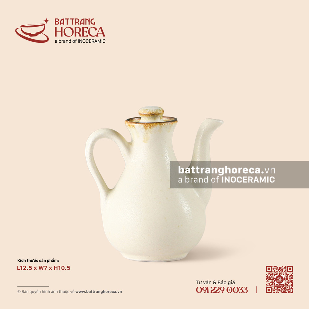 Lọ (bình) mắm tương 12.5 x 7cm - Mộc Sa - Bát Tràng Horeca Lọ (bình) mắm tương 12.5 x 7cm - Mộc Sa