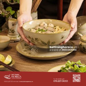 Set bát đĩa Đào Chuồn cho quán ăn Việt Bát Tràng
