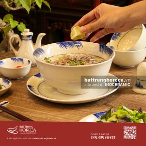 Set bát đĩa Hương Đồng cho quán bún phở Bát Tràng - Bát Tràng Horeca Set bát đĩa Hương Đồng cho quán bún phở Bát Tràng