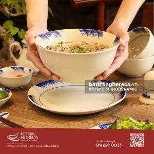 Set bát đĩa Hương Đồng cho quán bún phở Bát Tràng