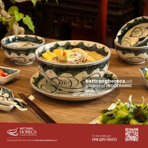 Set tô sâu Cá Đồng cho quán bún riêu ốc bò - Bát Tràng Horeca Set tô sâu Cá Đồng cho quán bún riêu ốc bò