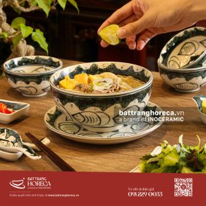 Set tô sâu Cá Đồng cho quán bún riêu ốc bò - Bát Tràng Horeca Set tô sâu Cá Đồng cho quán bún riêu ốc bò