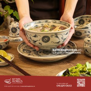 Set tô sâu Cúc Lam đựng miến ngan Bát Tràng