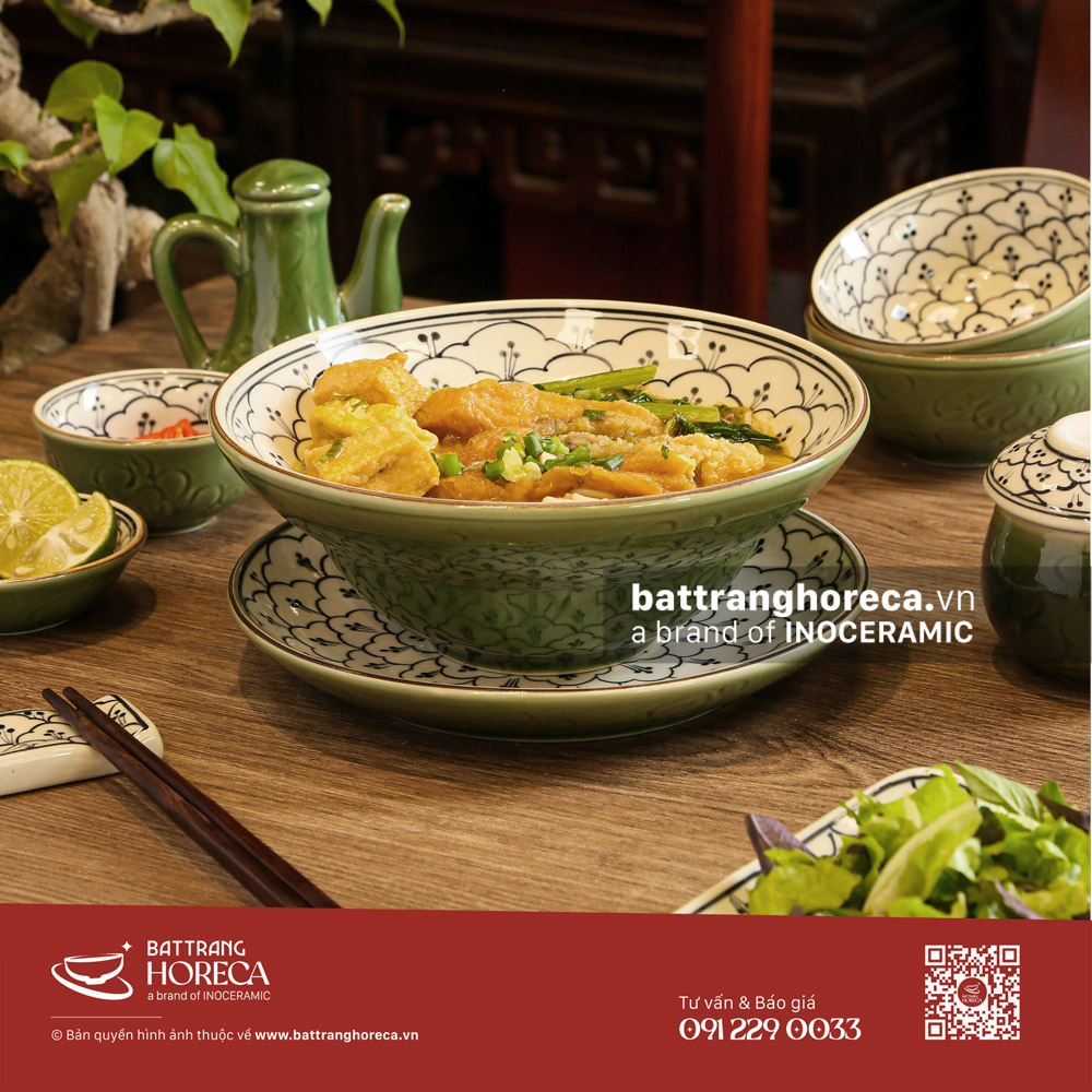 Set tô yêu Lục Hoa cho quán bún Bát Tràng - Bát Tràng Horeca Set tô yêu Lục Hoa cho quán bún Bát Tràng