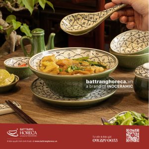 Set tô yêu Lục Hoa cho quán bún Bát Tràng - Bát Tràng Horeca Set tô yêu Lục Hoa cho quán bún Bát Tràng