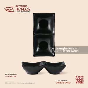 Bát (đĩa) gia vị 2 ngăn vát 16 x 8cm - U Linh