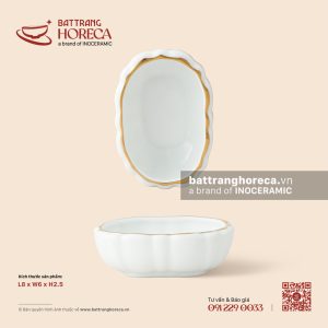 Bát (đĩa) gia vị bầu dục lượn 8 x 6cm - Minh Nguyệt chỉ vàng