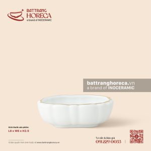 Bát (đĩa) gia vị bầu dục lượn 8 x 6cm - Minh Nguyệt chỉ vàng