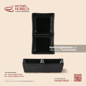 Bát (đĩa) gia vị chữ nhật 2 ngăn - U Linh