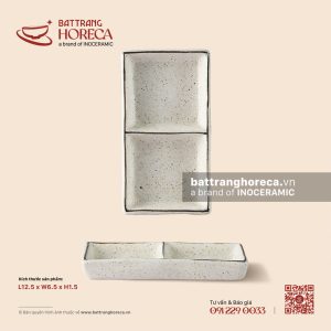 Bát (đĩa) gia vị chữ nhật 2 ngăn 12.5 x 6.5cm - Ưu Đàm