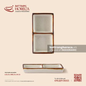 Bát (đĩa) gia vị chữ nhật 2 ngăn 12.5 x 6.5cm - Trứng Sáo