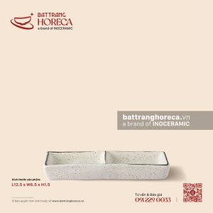 Bát (đĩa) gia vị chữ nhật 2 ngăn 12.5 x 6.5cm - Ưu Đàm