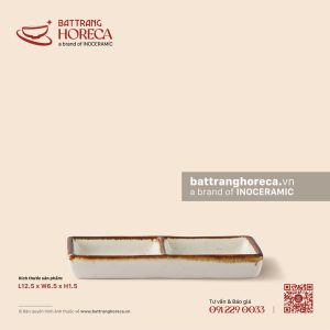 Bát (đĩa) gia vị chữ nhật 2 ngăn 12.5 x 6.5cm - Trứng Sáo