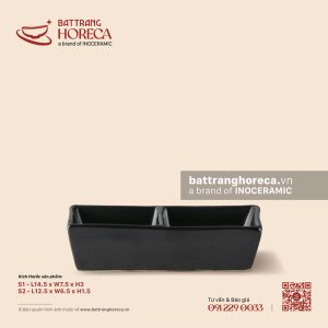 Bát (đĩa) gia vị chữ nhật 2 ngăn - U Linh