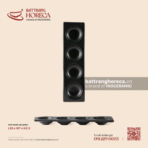 Bát (đĩa) gia vị chữ nhật 4 ngăn tròn 28 x 7cm - U Linh