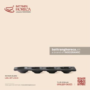 Bát (đĩa) gia vị chữ nhật 4 ngăn tròn 28 x 7cm - U Linh