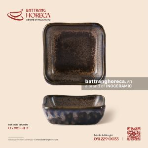 Bát (đĩa) gia vị muối vuông 7cm - Ô Vân